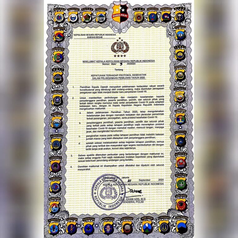 Polda Jambi Siap Kawal Maklumat Kapolri Nomor 3 Tahun 2020 Tentang Prokes Pilkada Serentak